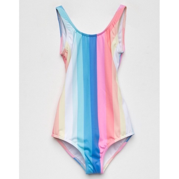 Billabong ๐ Me n You Girlsโ Striped Rainbow Tie Vacation One Piece ๐๐๏ธ - Picture 7 of 12